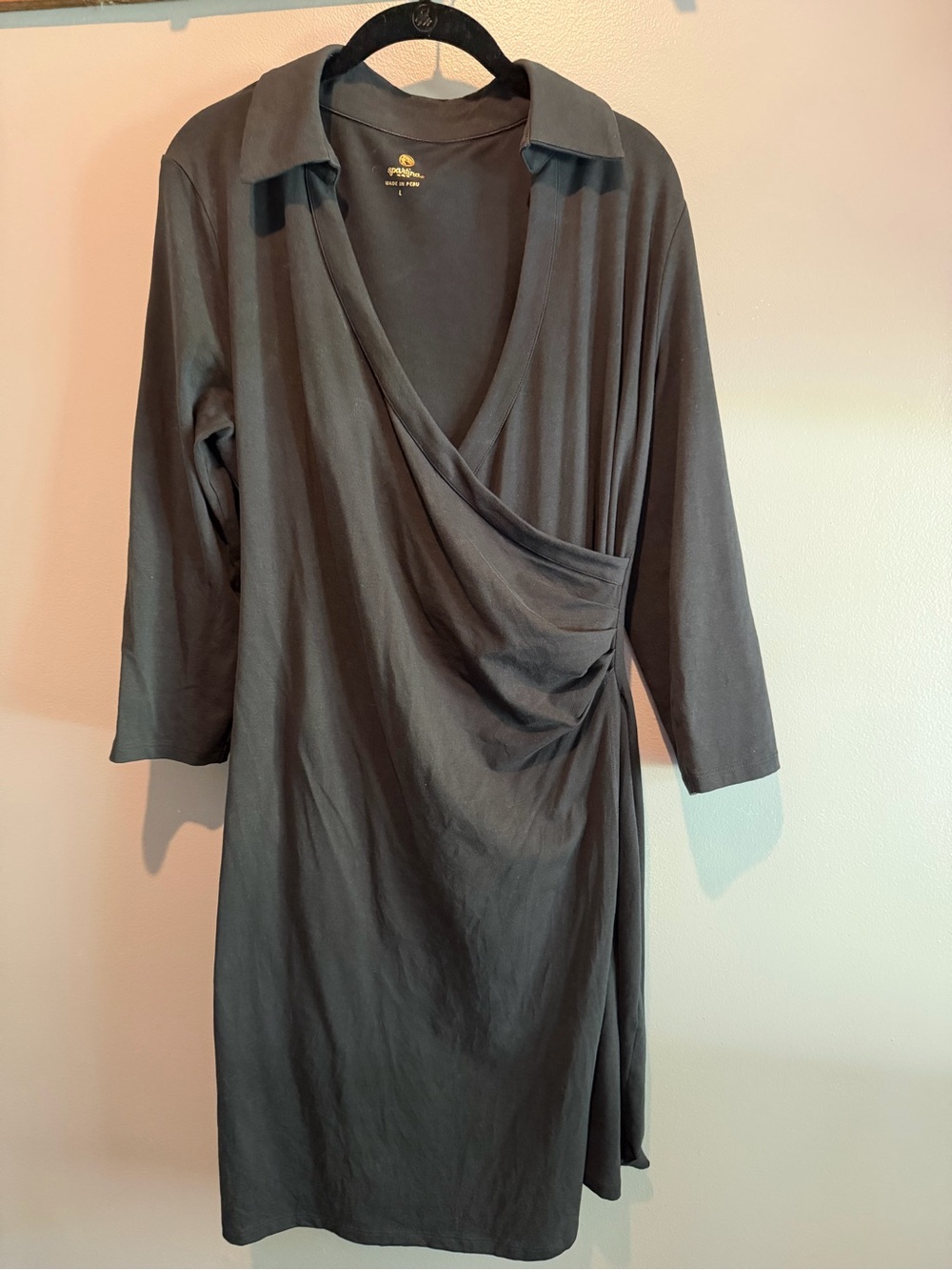 Spartina 449 Black Wrap-Style Long Sleeve Dress